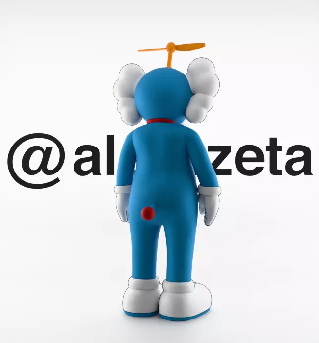 Kaws Doraemon Textured Low-poly 3D model_21