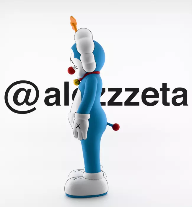 Kaws Doraemon Textured Low-poly 3D model_10