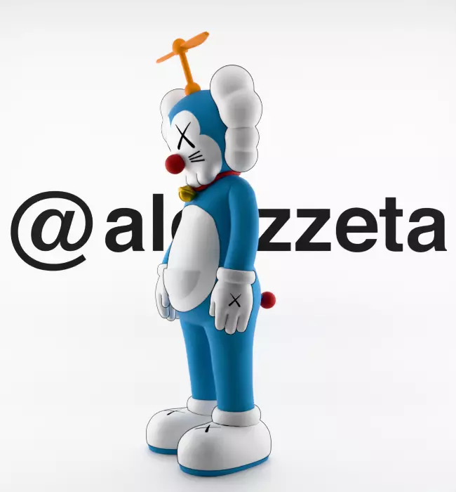 Kaws Doraemon Textured Low-poly 3D model_7