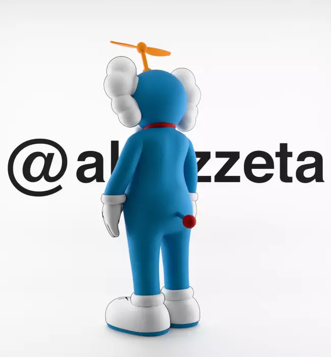 Kaws Doraemon Textured Low-poly 3D model_15