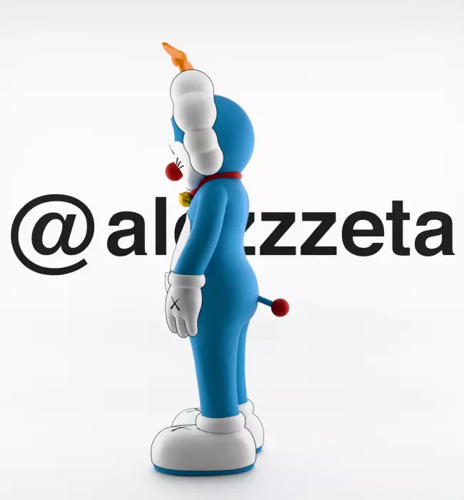 Kaws Doraemon Textured Low-poly 3D model_11