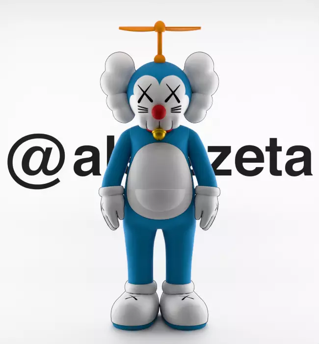 Kaws Doraemon Textured Low-poly 3D model_1