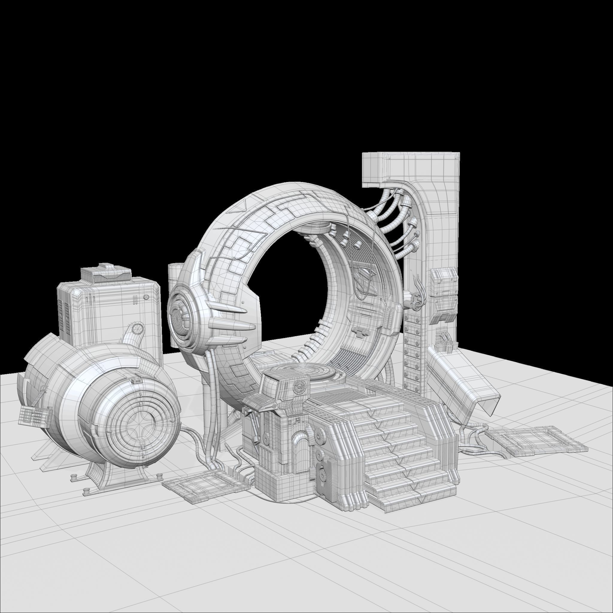 Sci fi Time Machine-Low-poly Low-poly 3D model_3