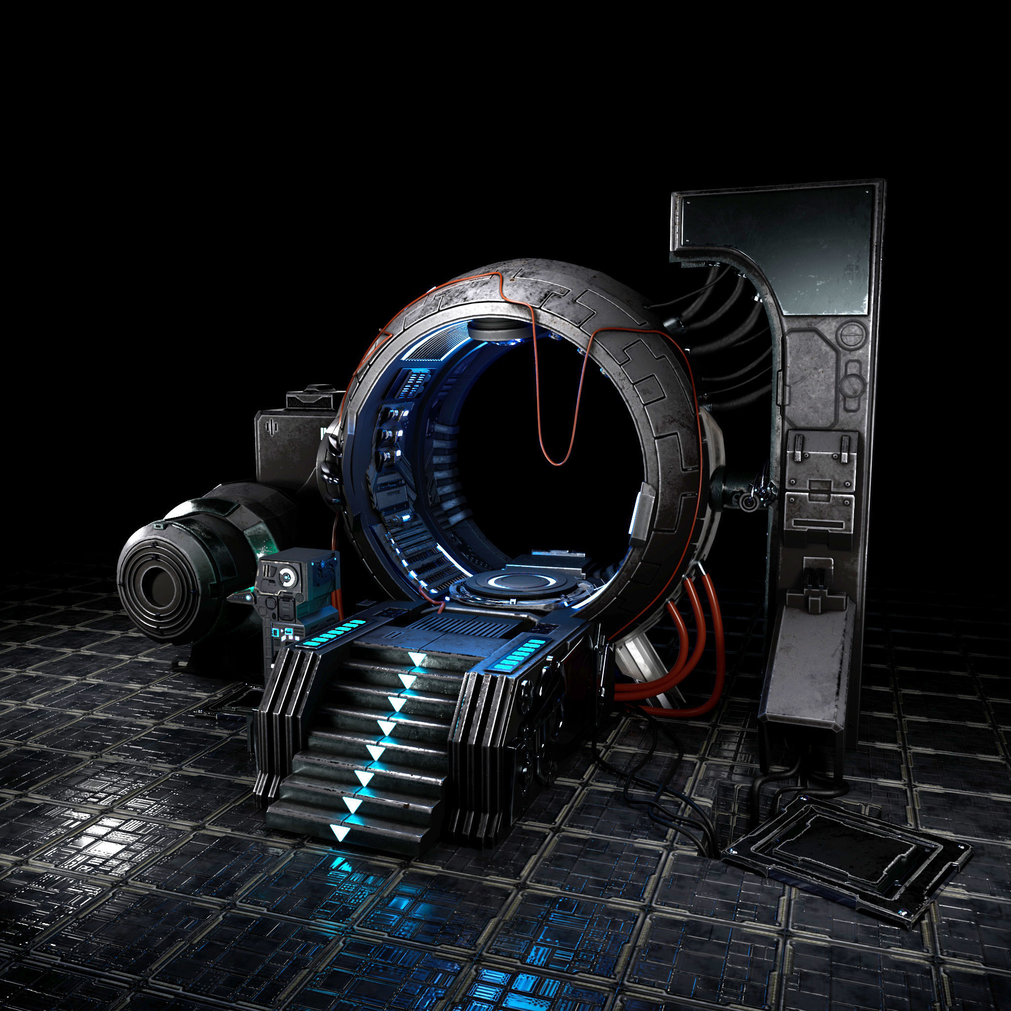 Sci fi Time Machine-Low-poly Low-poly 3D model_1