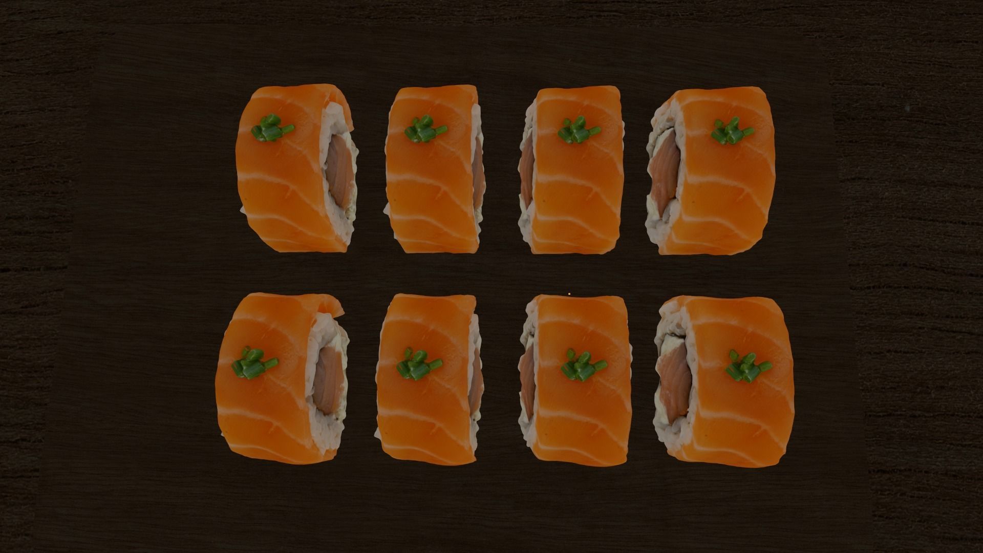 Sushi Philadelphia lite Realistic 3d model Low-poly 3D model_2