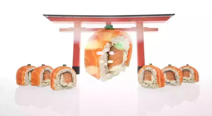 Sushi Philadelphia lite Realistic 3d model