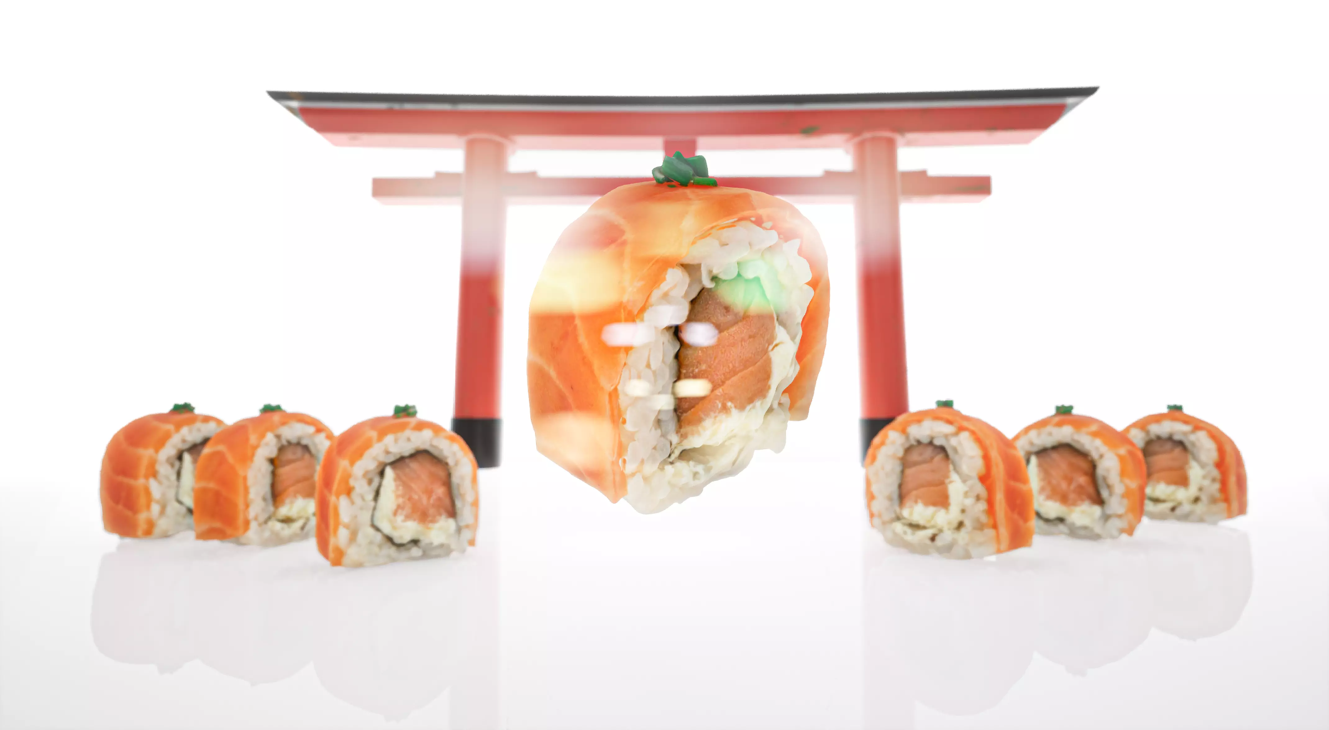Sushi Philadelphia lite Realistic 3d model Low-poly 3D model_0