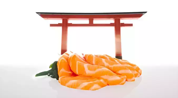 Sashimi realistic 3d model salmon