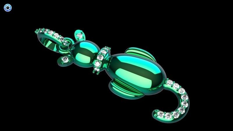 Vintage Diamond Cat Pendant Necklace Jewelry 3D print model_25