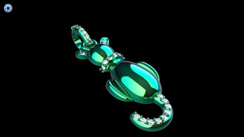 Vintage Diamond Cat Pendant Necklace Jewelry 3D print model_24