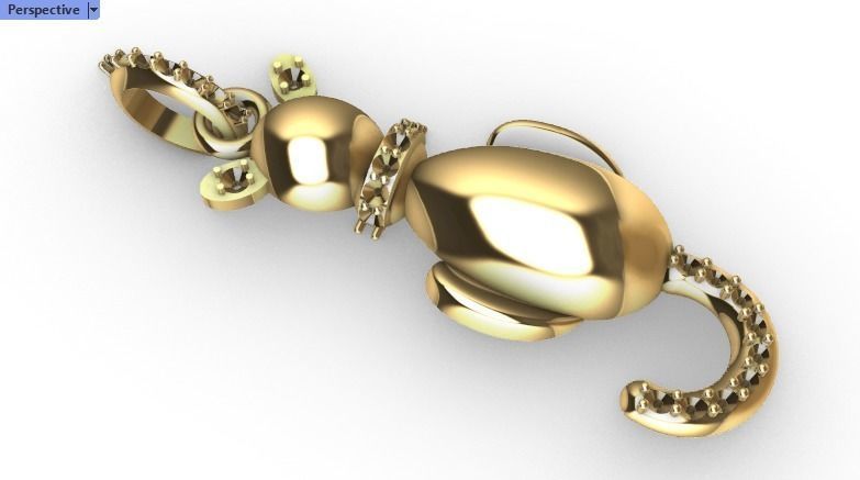 Vintage Diamond Cat Pendant Necklace Jewelry 3D print model_27