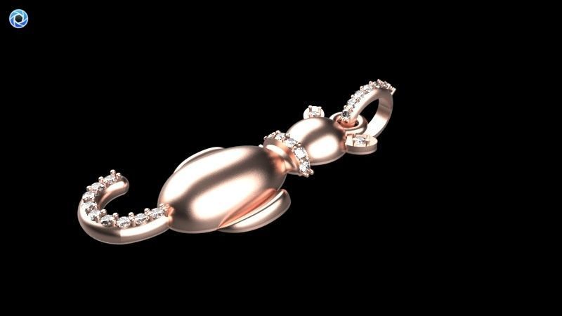 Vintage Diamond Cat Pendant Necklace Jewelry 3D print model_20