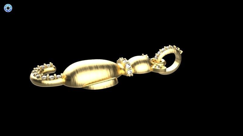 Vintage Diamond Cat Pendant Necklace Jewelry 3D print model_12