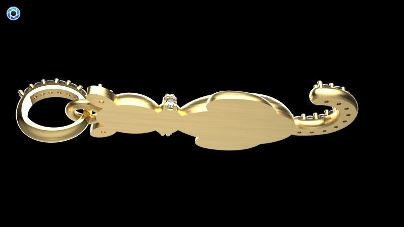 Vintage Diamond Cat Pendant Necklace Jewelry 3D print model_3