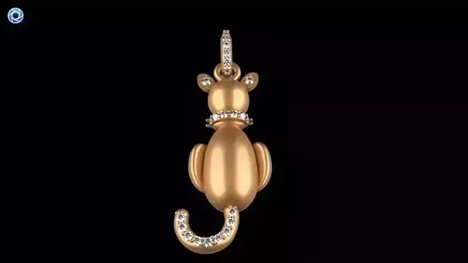 Vintage Diamond Cat Pendant Necklace Jewelry 3D print model