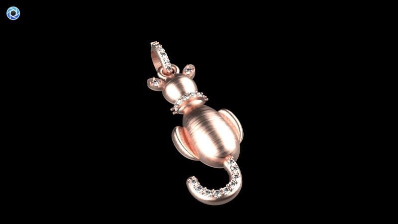 Vintage Diamond Cat Pendant Necklace Jewelry 3D print model_15