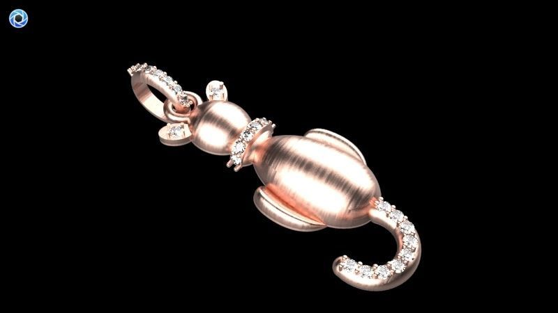 Vintage Diamond Cat Pendant Necklace Jewelry 3D print model_16