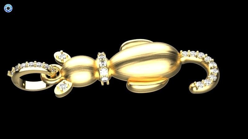 Vintage Diamond Cat Pendant Necklace Jewelry 3D print model_2