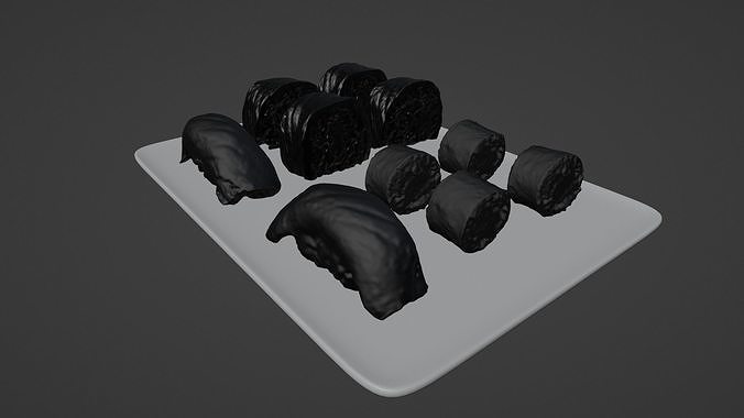 Salmon mix sushi realistic rolls Low-poly 3D model 7