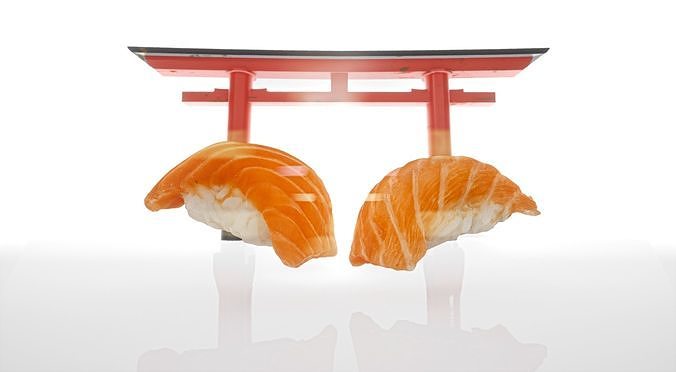 Salmon mix sushi realistic rolls Low-poly 3D model 2