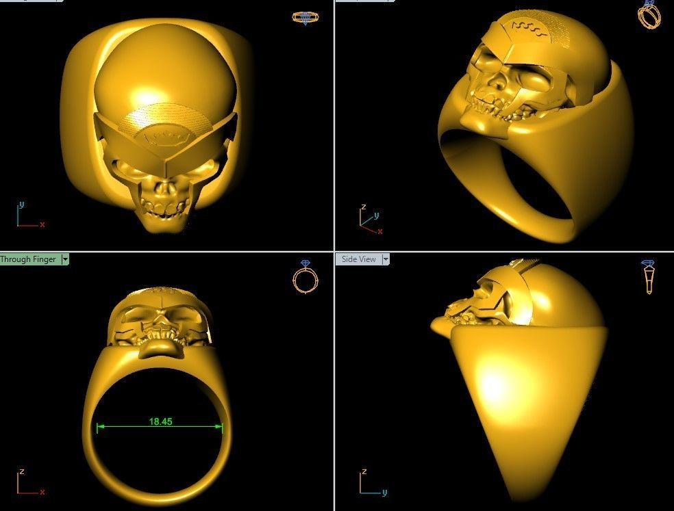 Ring Masonic Skull Freemasons Ring STL 3D print model_3