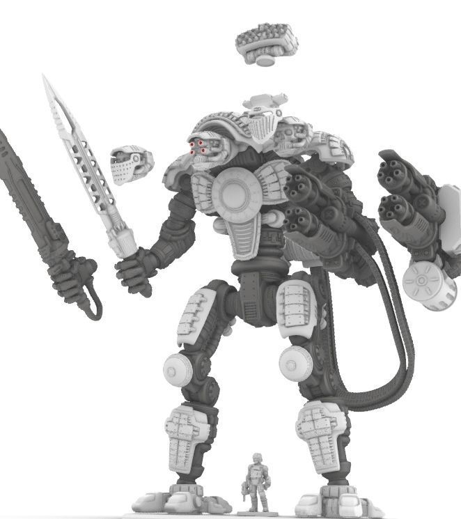 Project Cervantes-28mm Conquistador Main Battle Mecha 3D print model_2