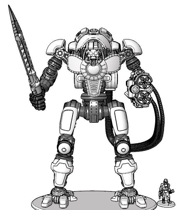 Project Cervantes-28mm Conquistador Main Battle Mecha 3D print model_24