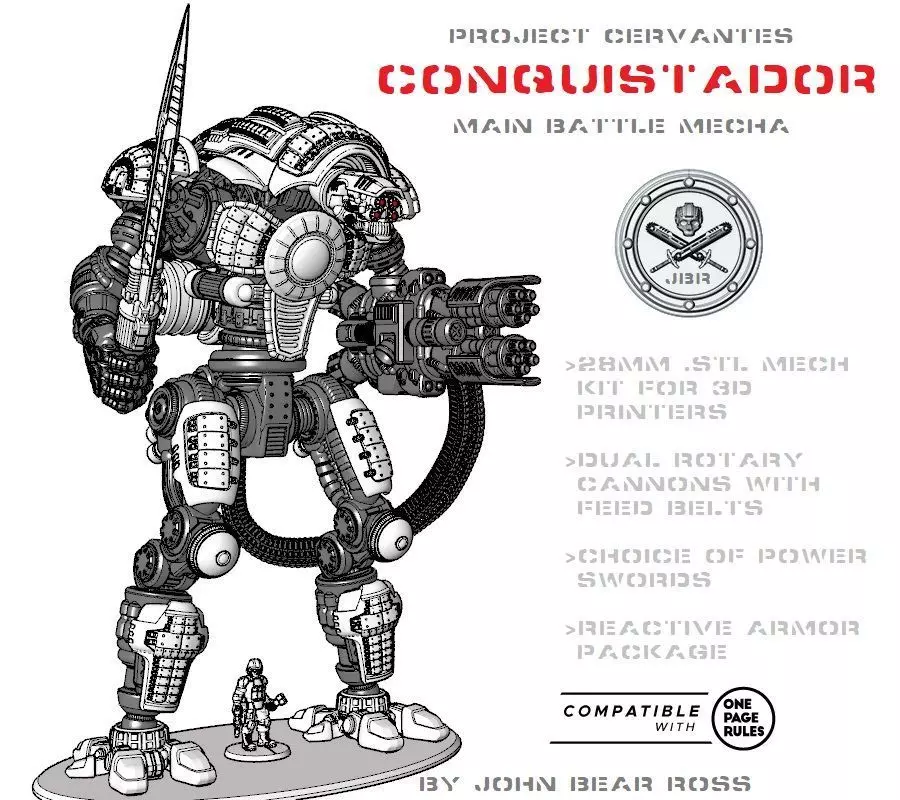Project Cervantes-28mm Conquistador Main Battle Mecha 3D print model_0