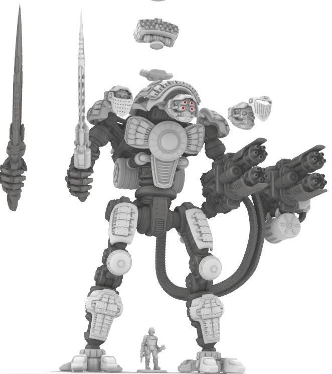 Project Cervantes-28mm Conquistador Main Battle Mecha 3D print model_10