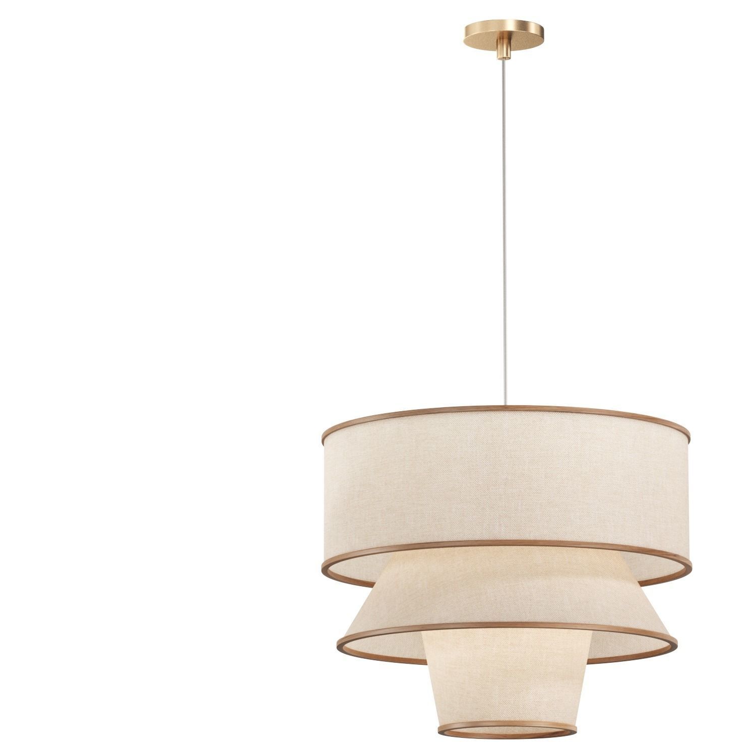 BRUNA WALNUT WOOD AND LINEN PENDANT LIGHT 3D model_3