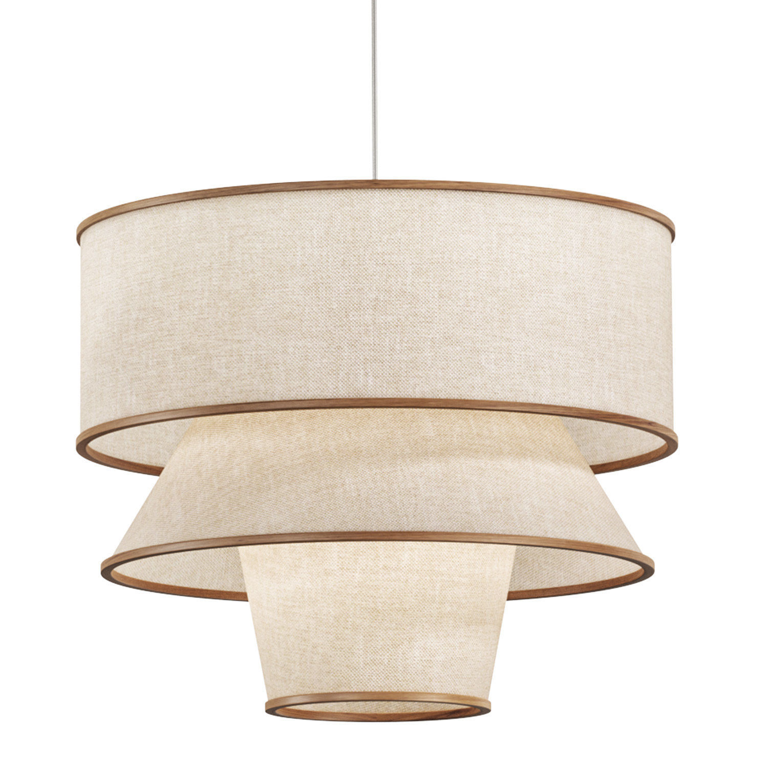 BRUNA WALNUT WOOD AND LINEN PENDANT LIGHT 3D model_2