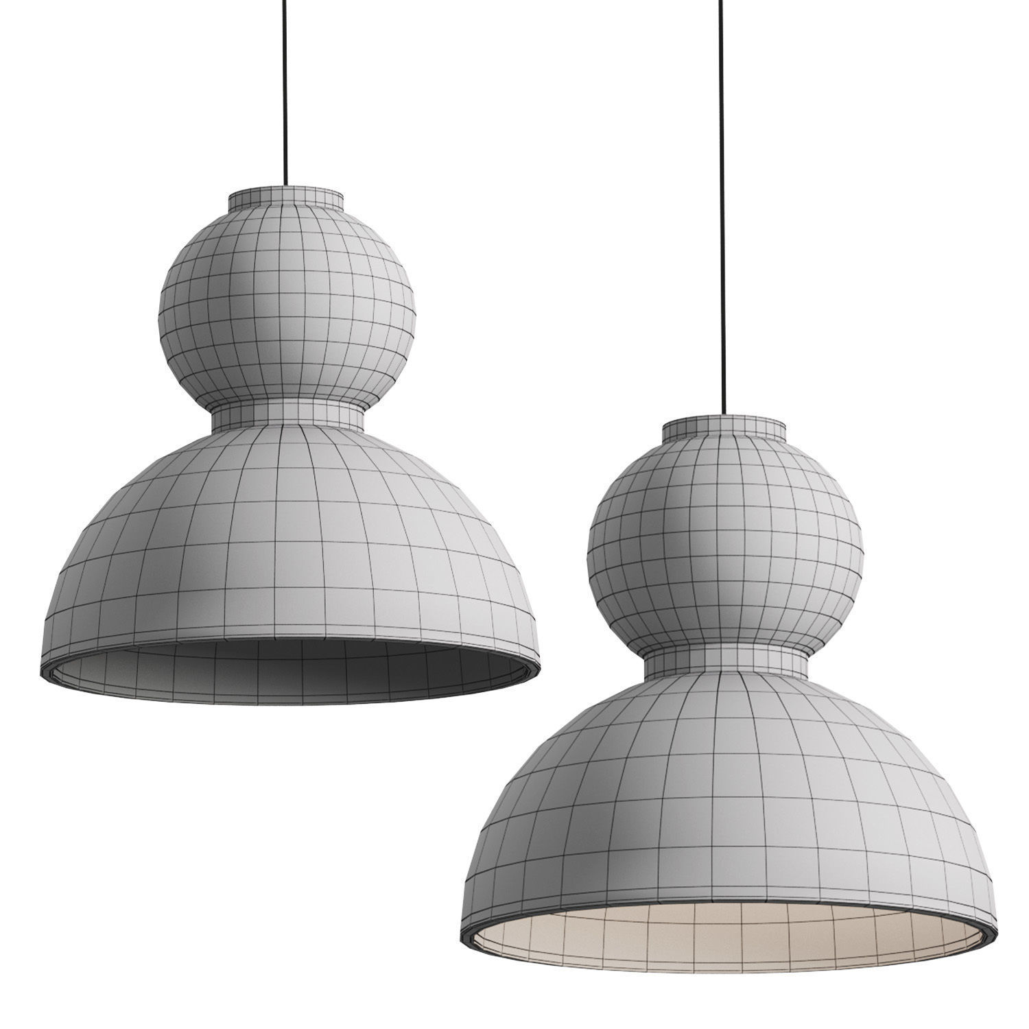 Nordic Minimalist Art Design Wabi Sabi Lantern LED Pendant Light 3D model_3