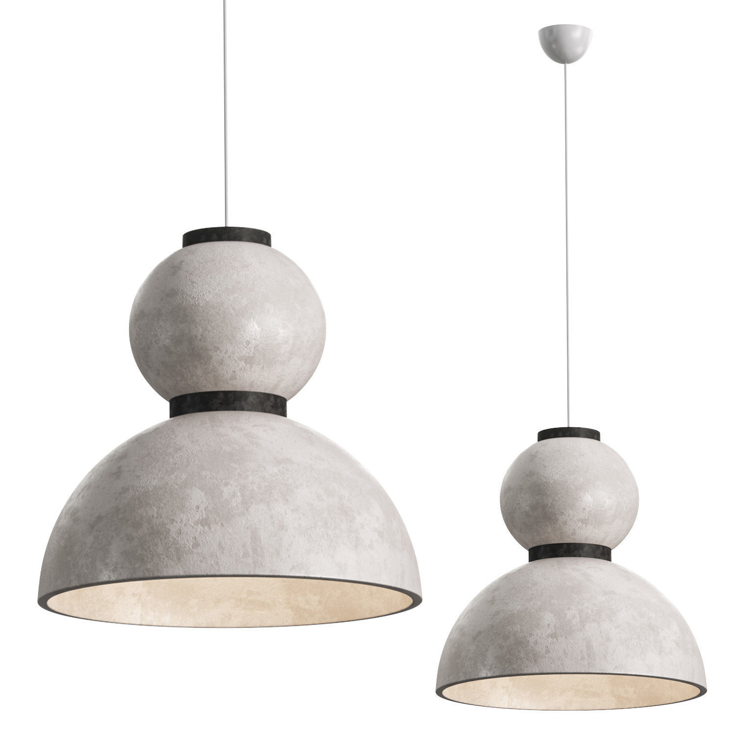 Nordic Minimalist Art Design Wabi Sabi Lantern LED Pendant Light 3D model_2