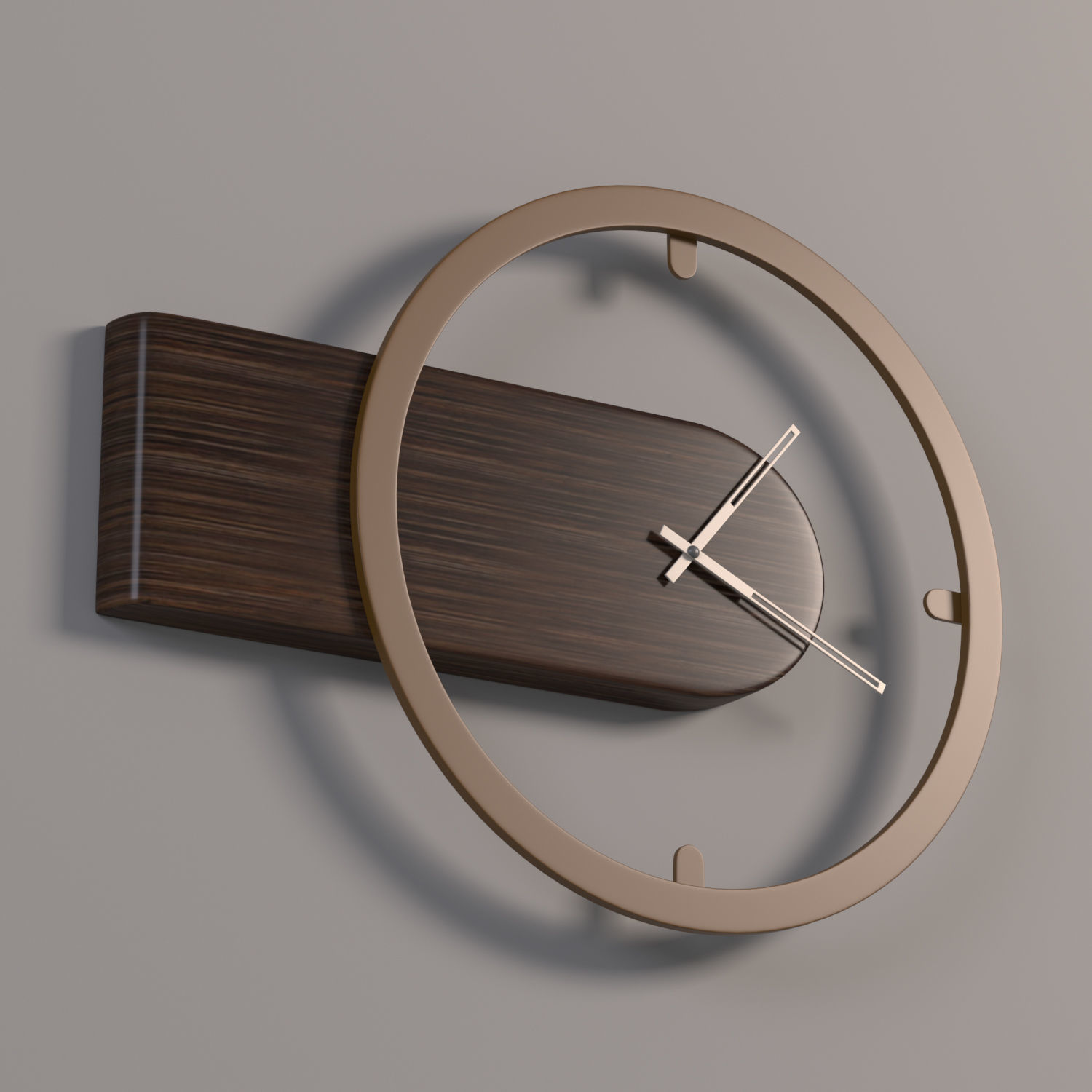 Wooden Wall Clock 3D model_4