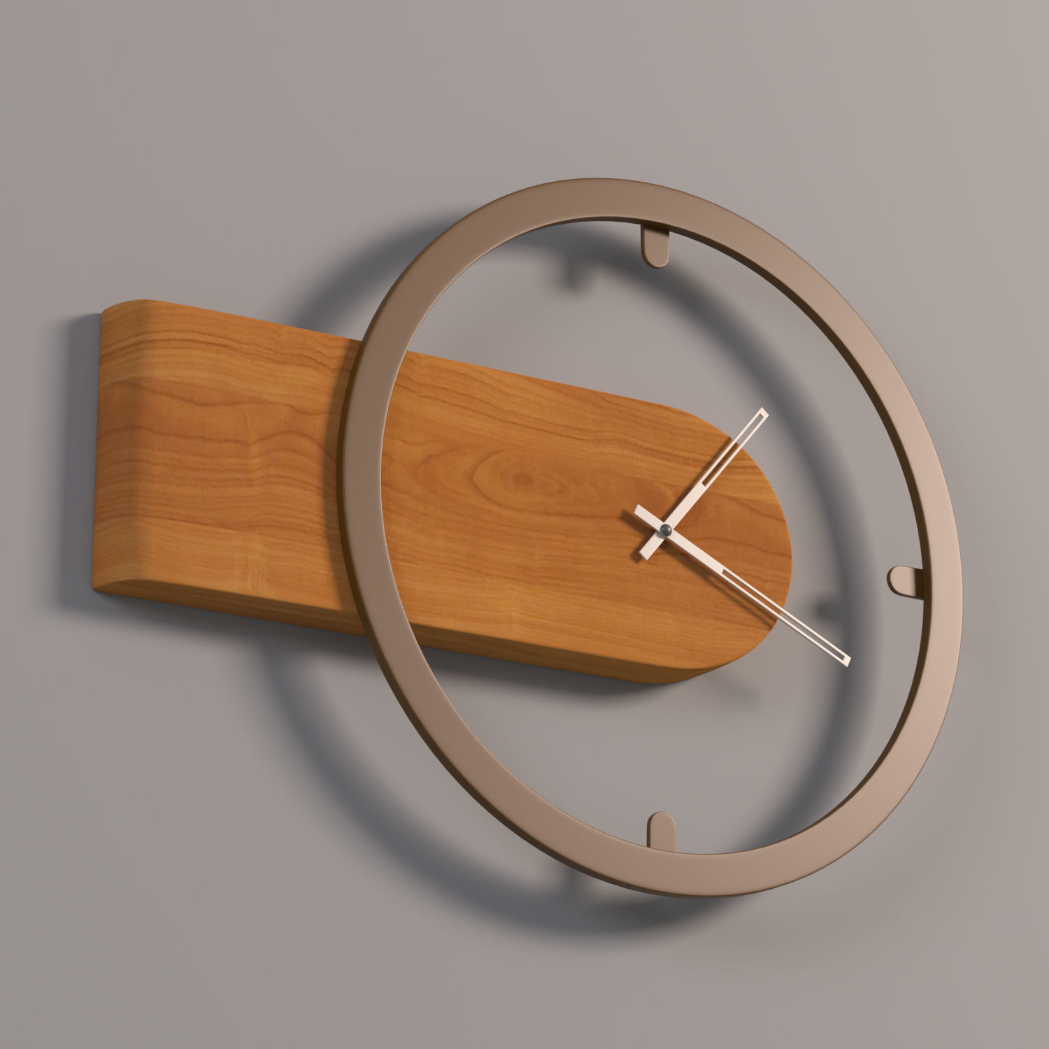 Wooden Wall Clock 3D model_5