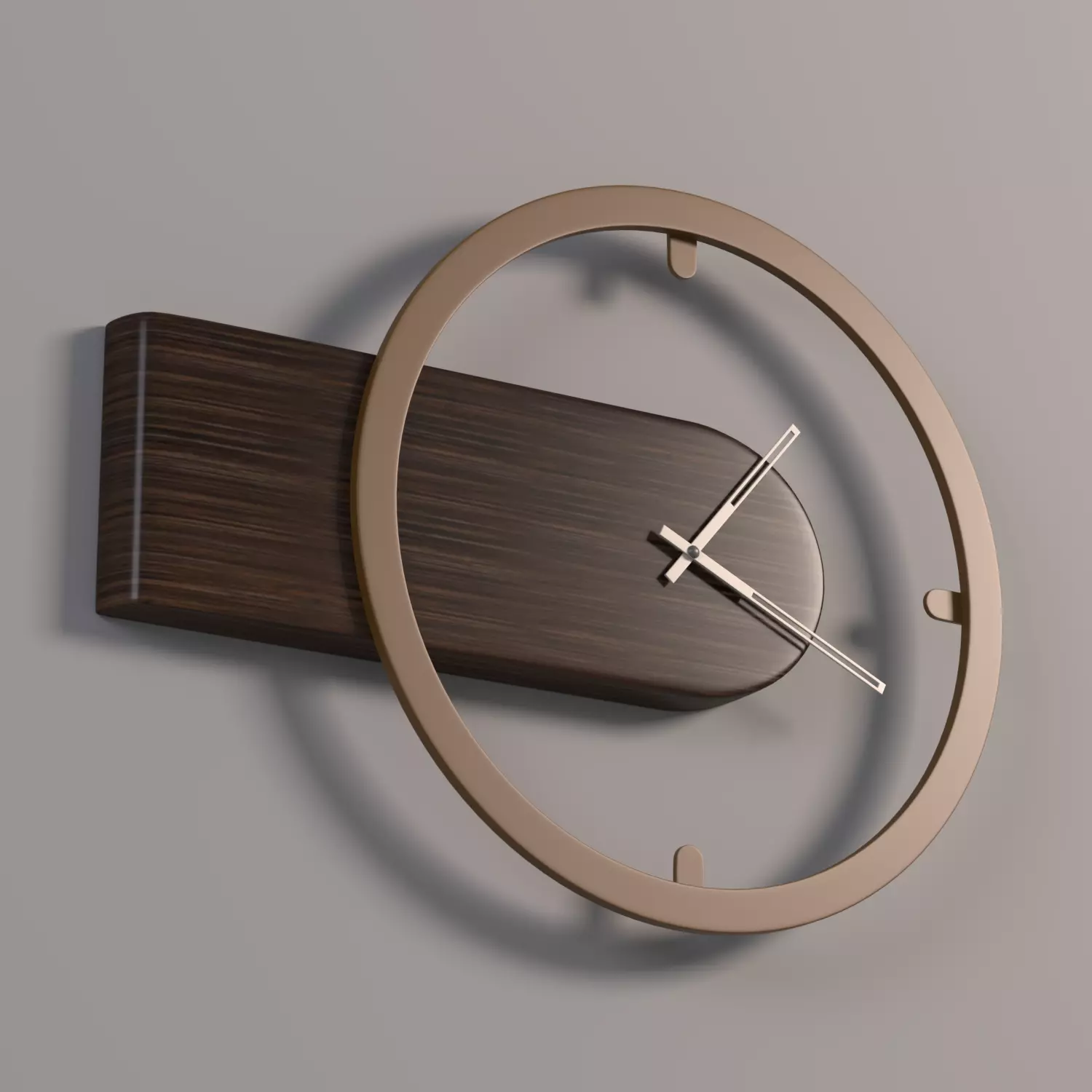 Wooden Wall Clock 3D model_0