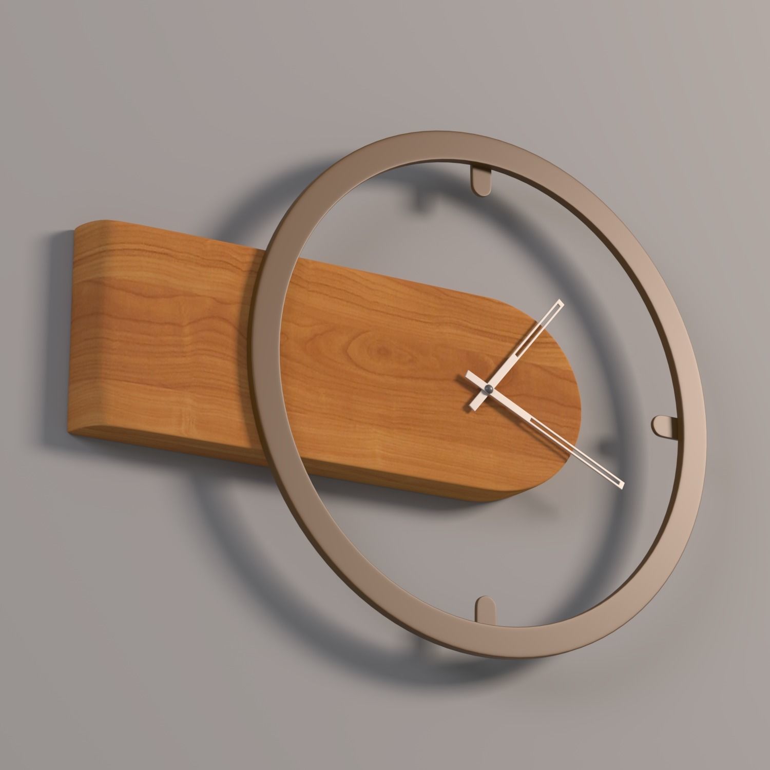 Wooden Wall Clock 3D model_1
