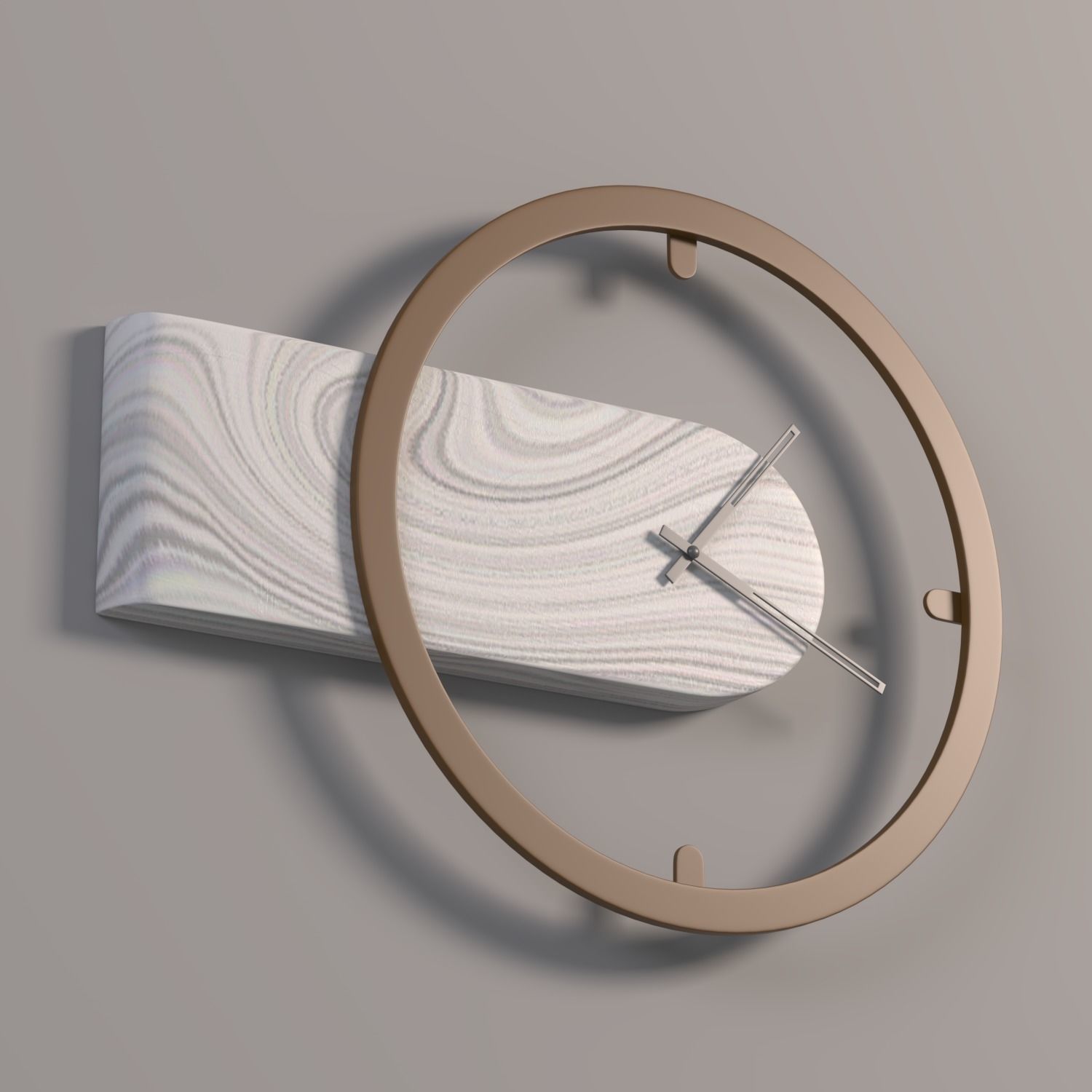 Wooden Wall Clock 3D model_2