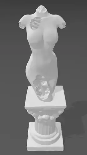 Torn female body statue