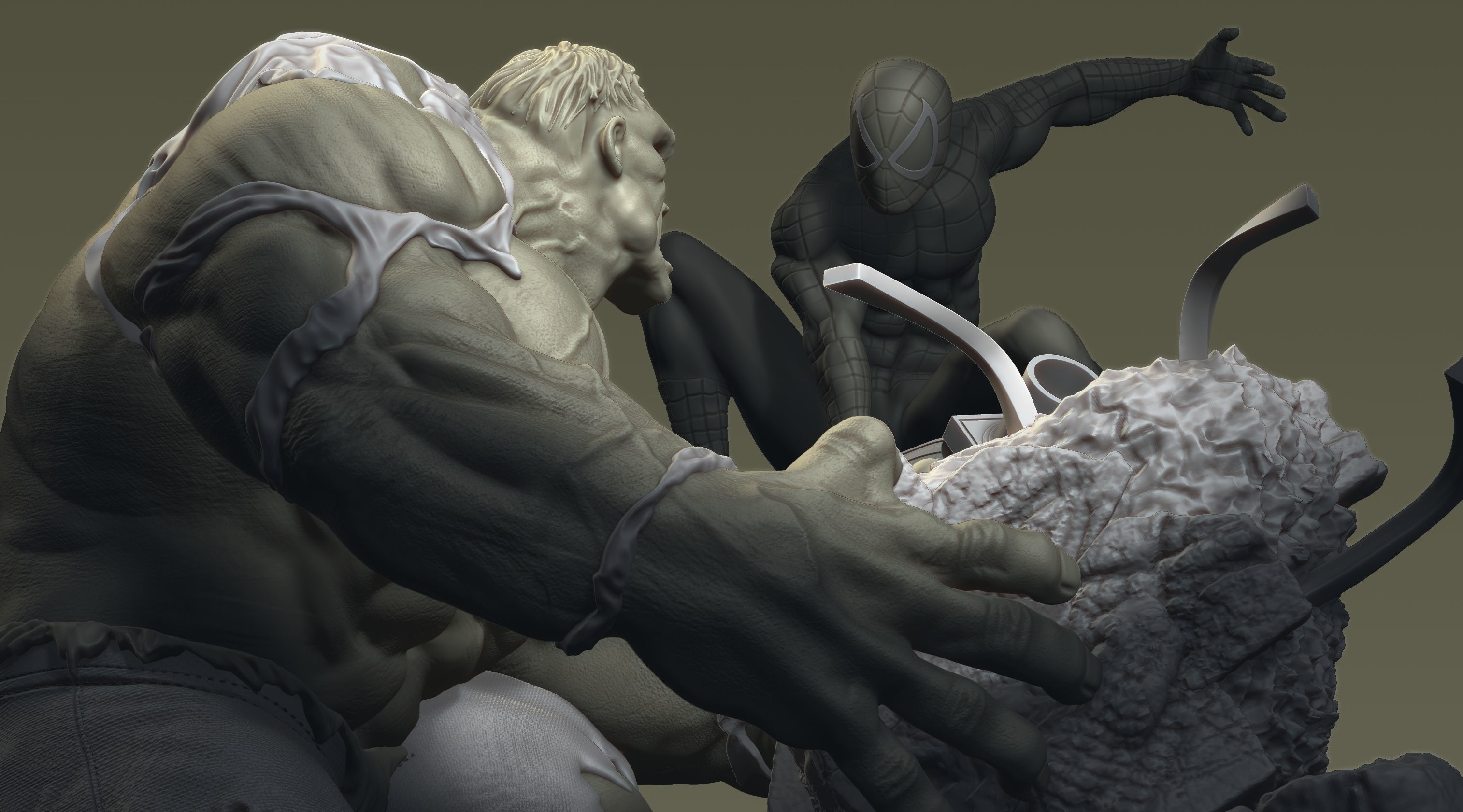 Hulk Vs Spiderman 3D print model_4