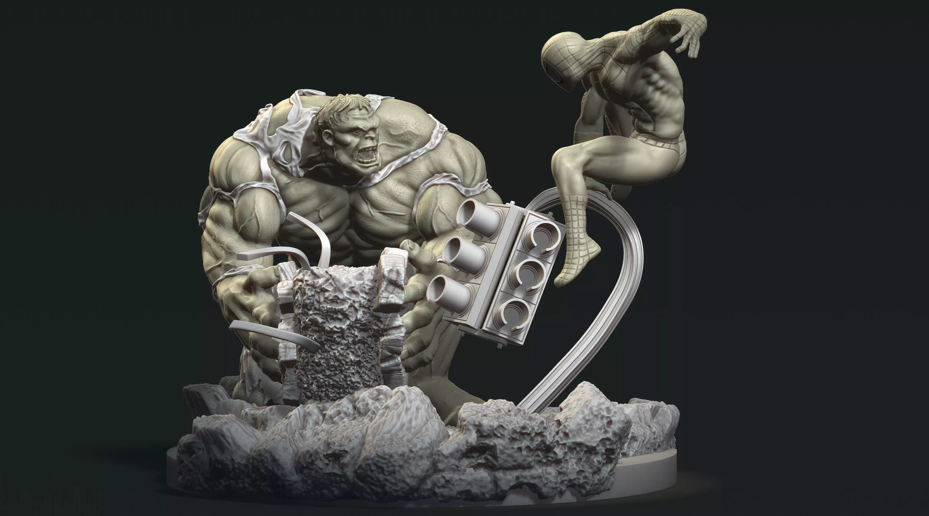 Hulk Vs Spiderman 3D print model_0