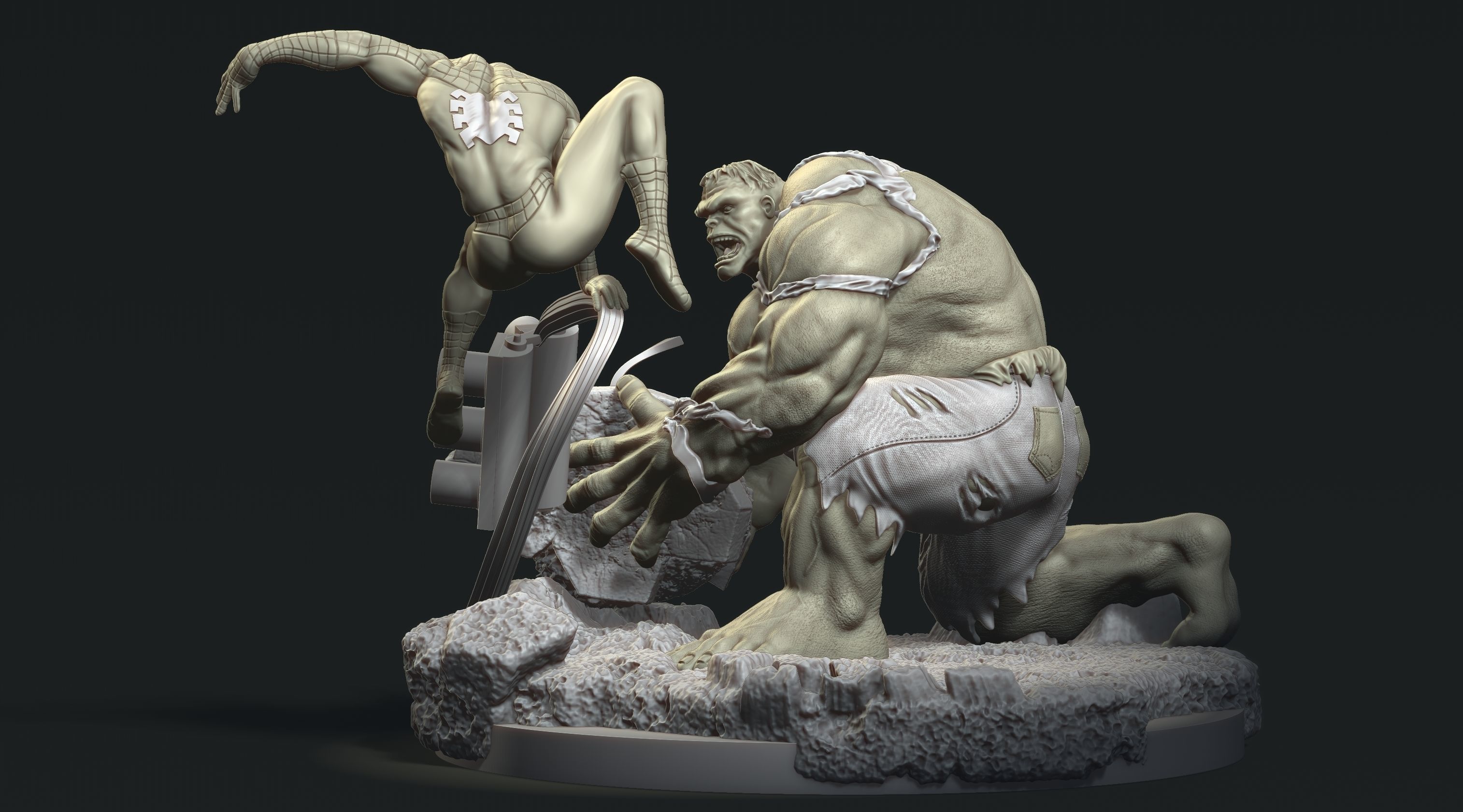 Hulk Vs Spiderman 3D print model_3