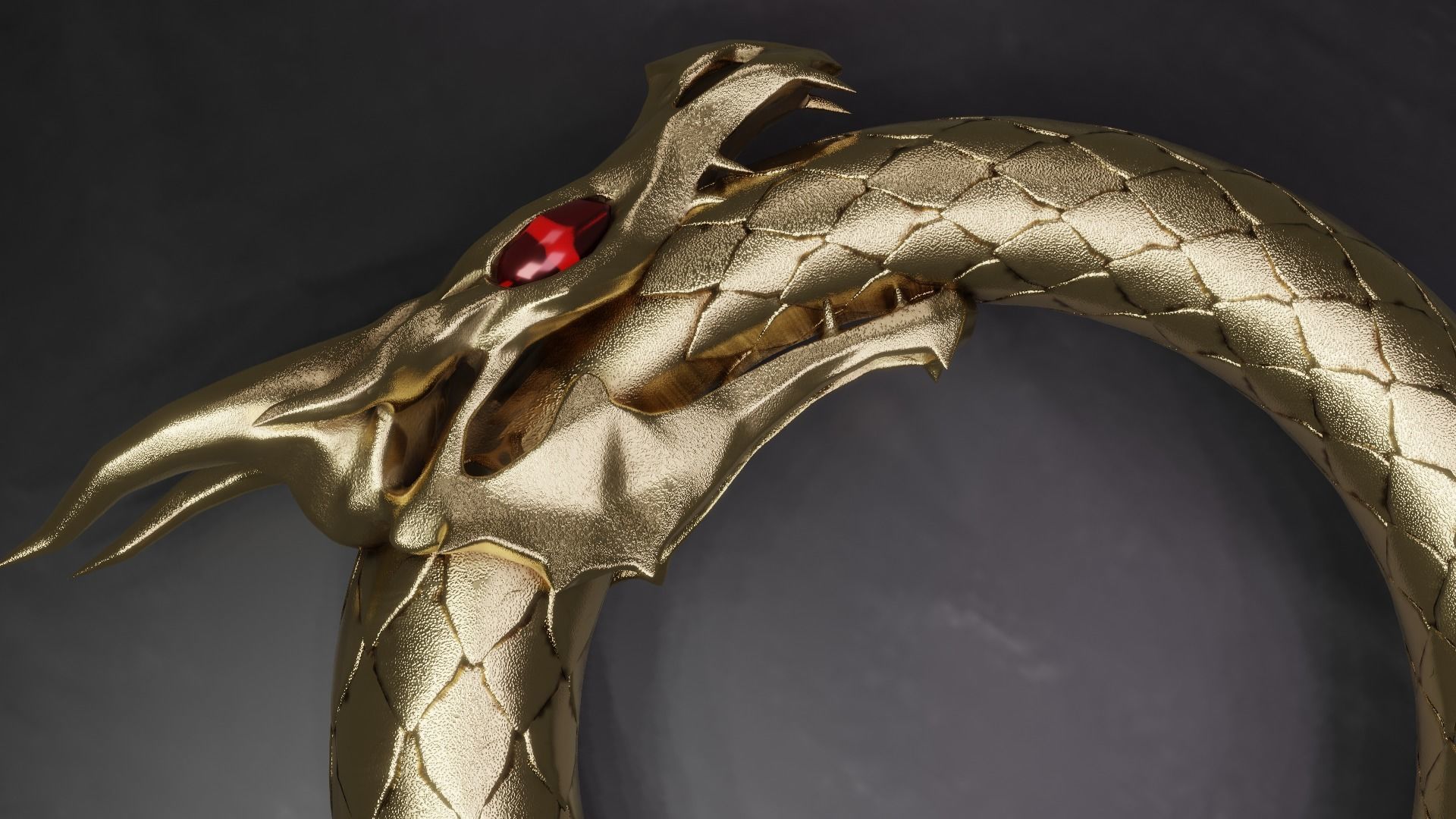 Dragon ring golden 3D model_26