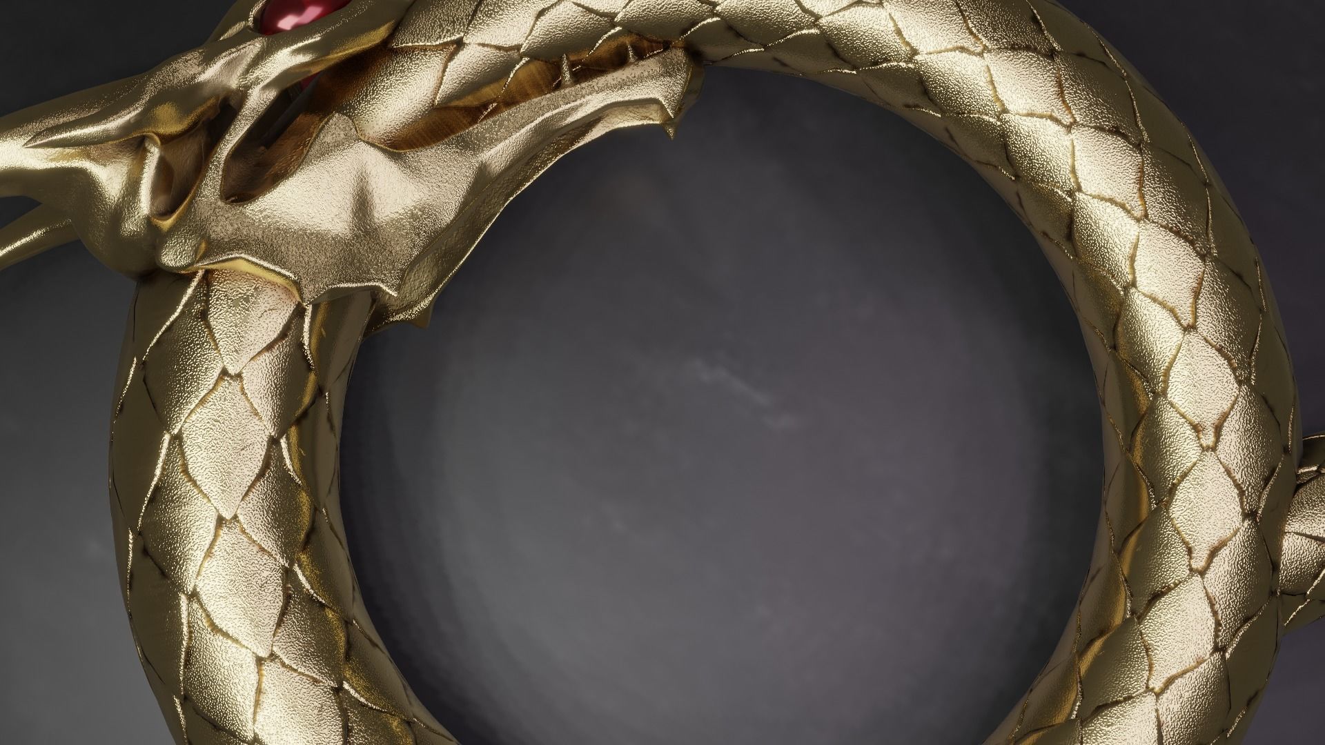 Dragon ring golden 3D model_17