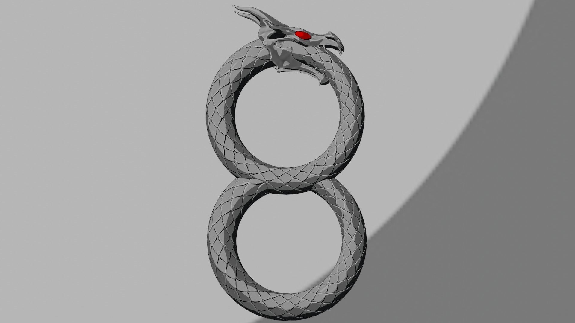 Dragon ring golden 3D model_34
