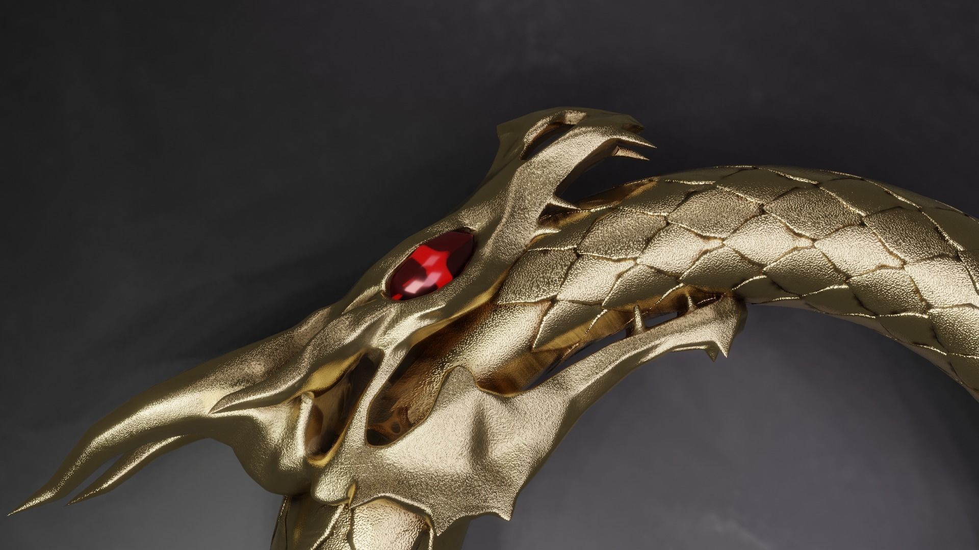 Dragon ring golden 3D model_22