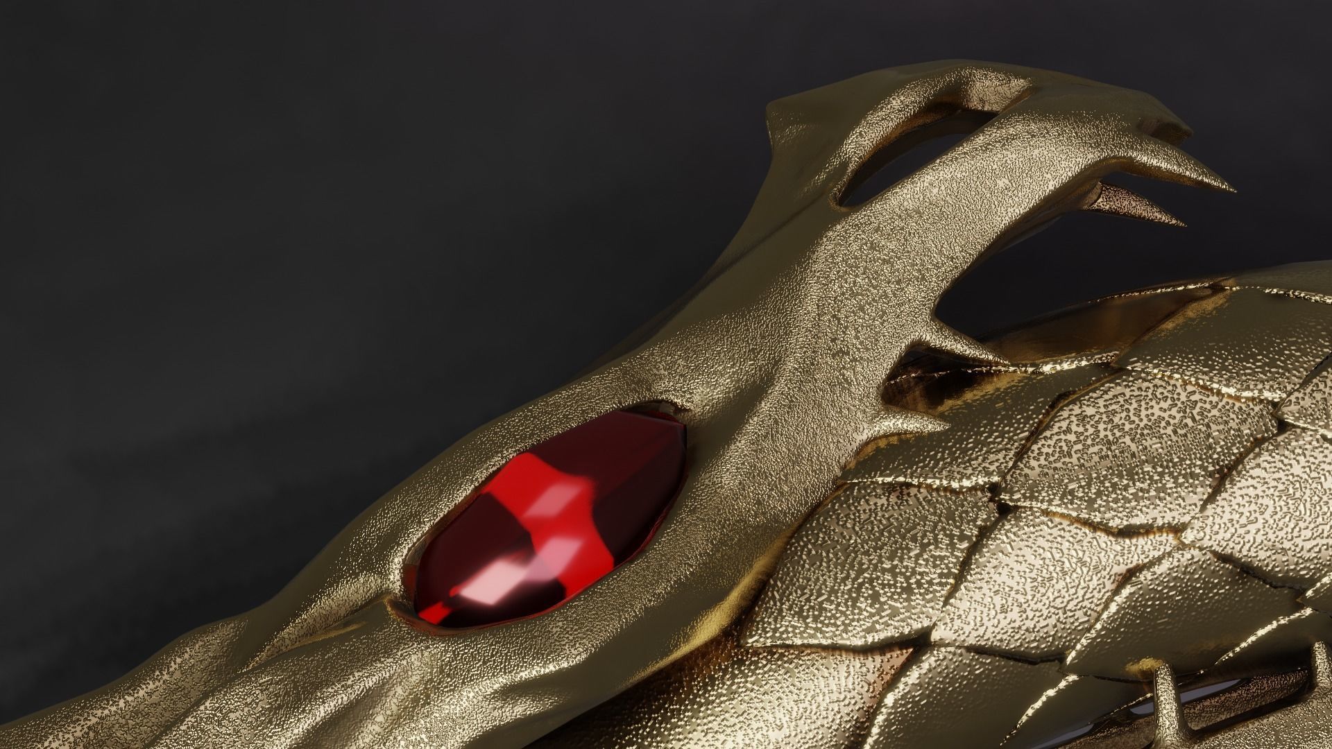 Dragon ring golden 3D model_3