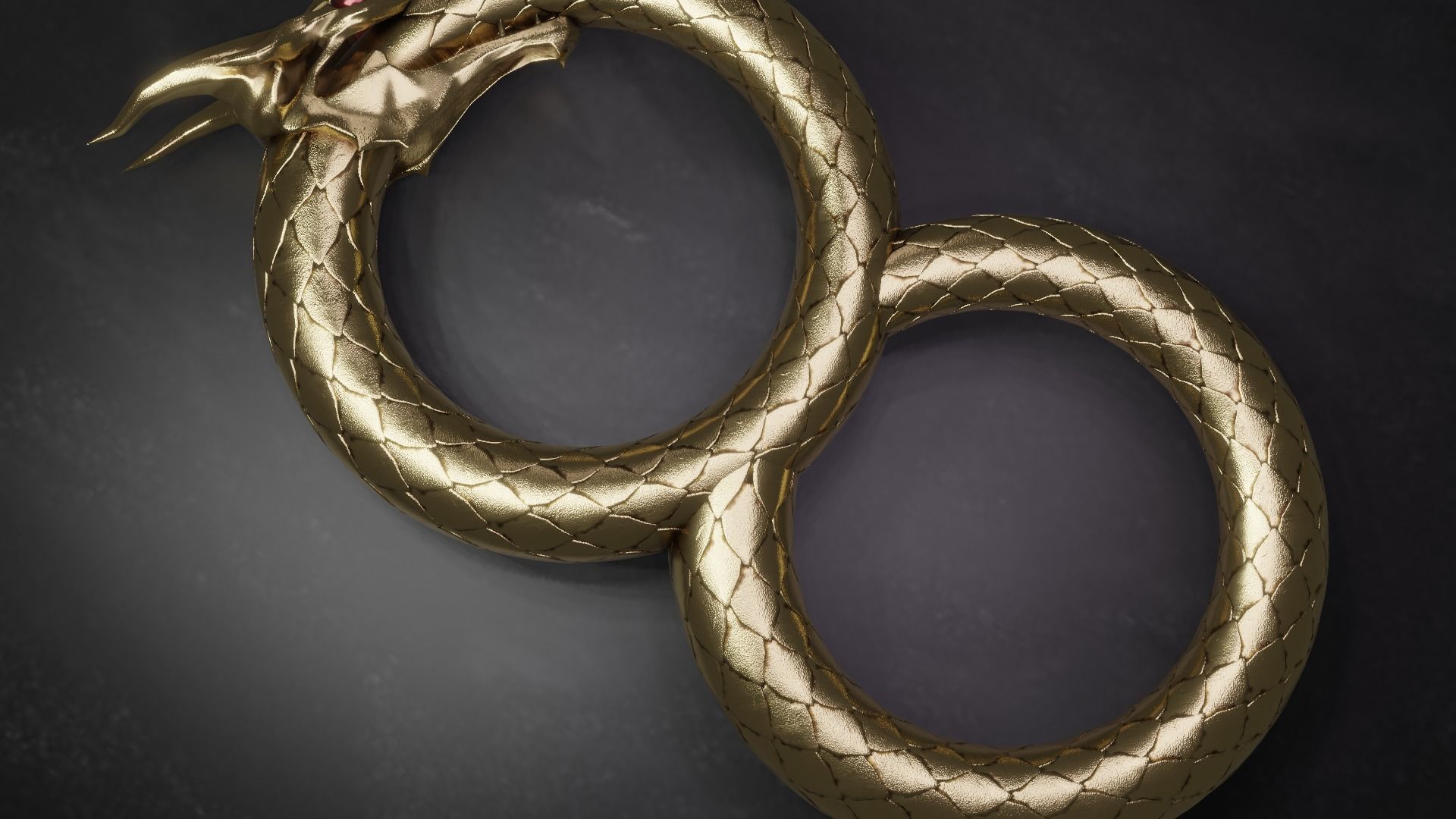 Dragon ring golden 3D model_5