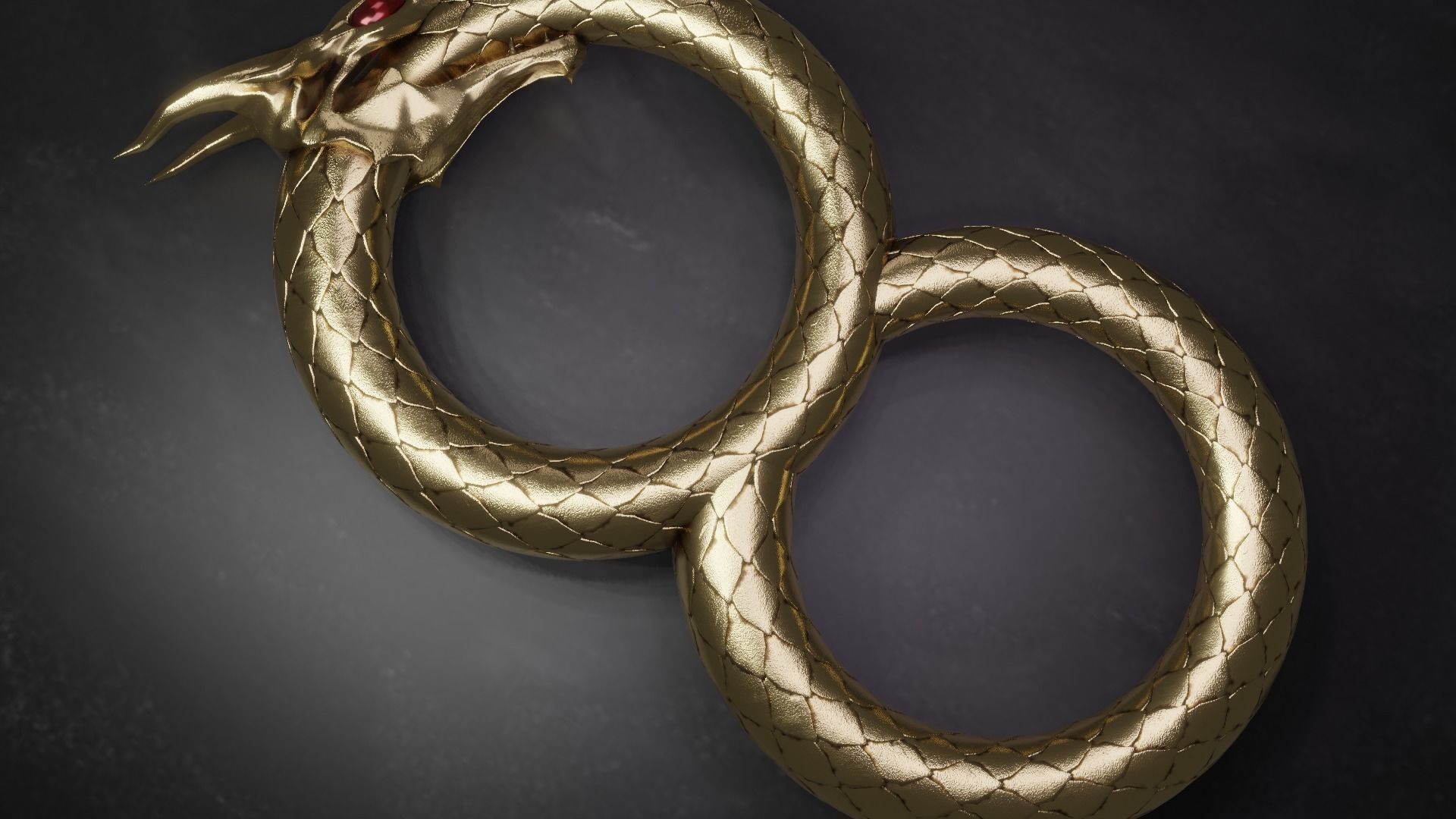 Dragon ring golden 3D model_10