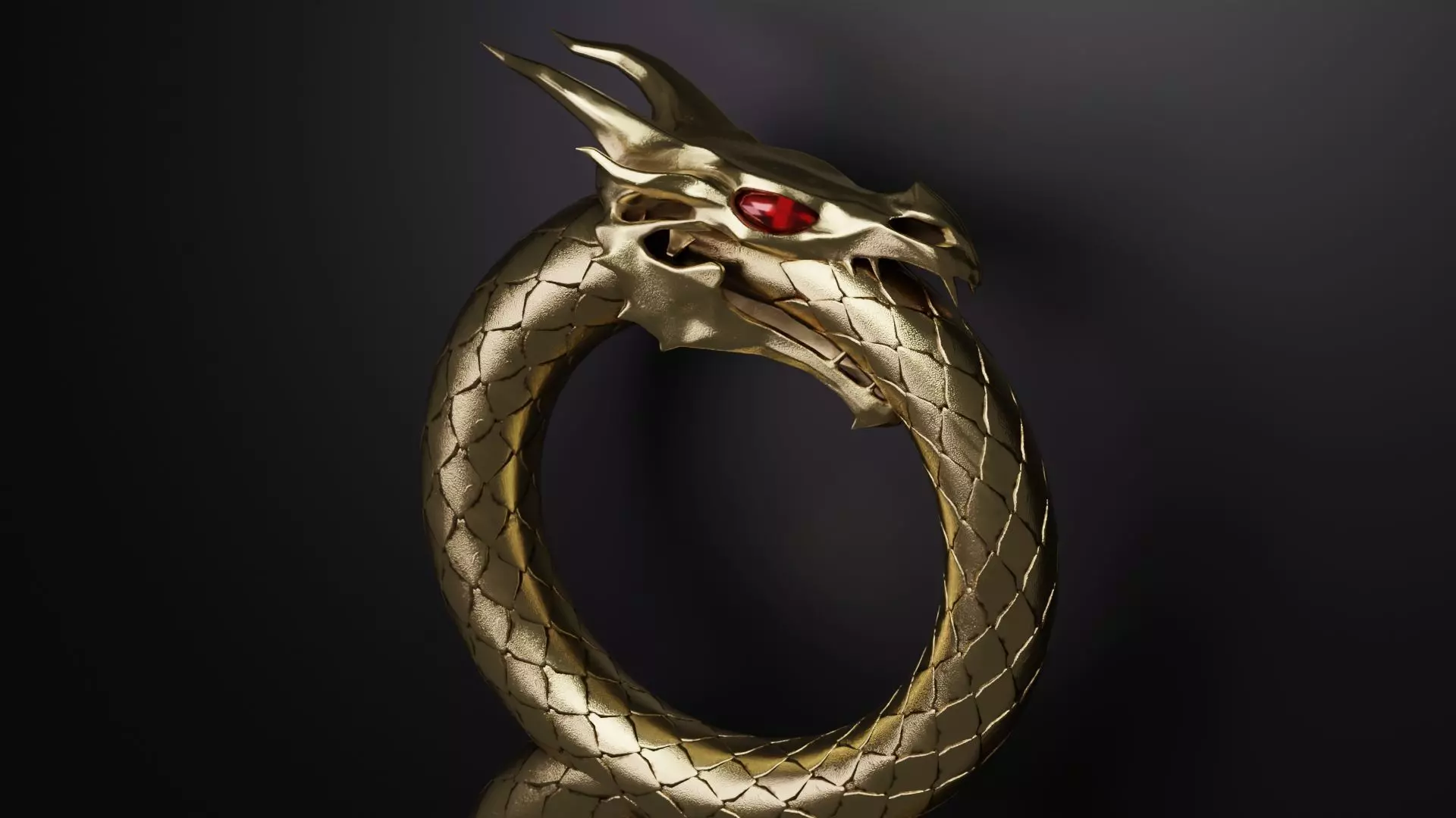 Dragon ring golden 3D model_0